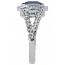 Sri Lankan Sapphire Natural Earth Mined Diamonds White Gold Anniversary Ring 3.51 Ct.