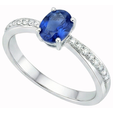 Sri Lankan Sapphire Oval Cut With Round Natural Earth Mined DIAMOND ( NOT LAB GROWN )s Ring 2.30 Ct