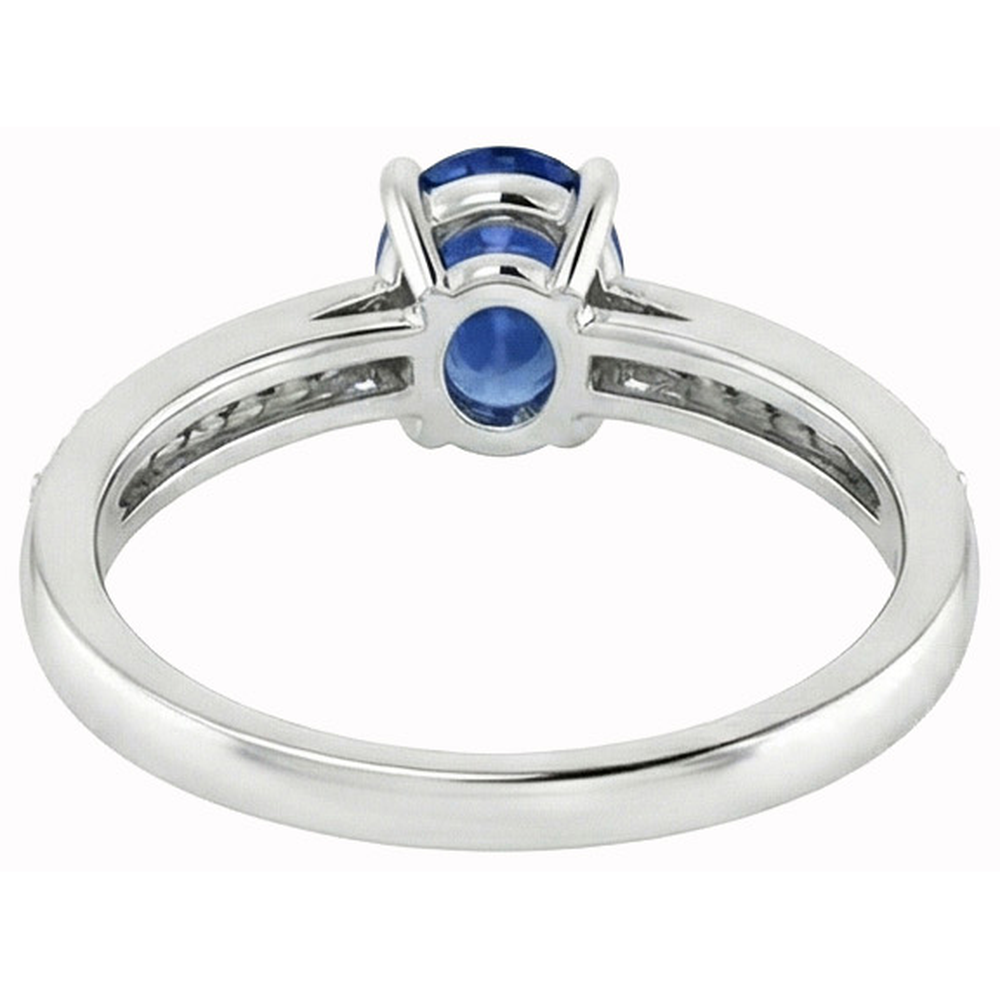 Sri Lankan Sapphire Oval Cut With Round Natural Earth Mined DIAMOND ( NOT LAB GROWN )s Ring 2.30 Ct