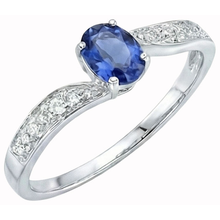 Sri Lankan Sapphire Oval Natural Earth Mined DIAMOND ( NOT LAB GROWN ) Promise Ring White Gold 14K