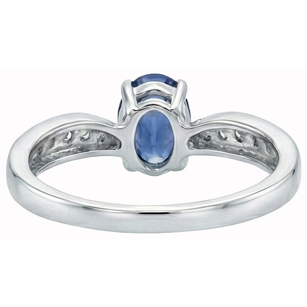 Sri Lankan Sapphire Oval Natural Earth Mined DIAMOND ( NOT LAB GROWN ) Promise Ring White Gold 14K