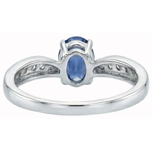Sri Lankan Sapphire Oval Natural Earth Mined DIAMOND ( NOT LAB GROWN ) Promise Ring White Gold 14K