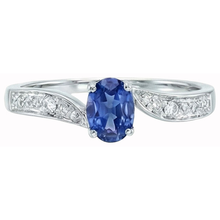 Sri Lankan Sapphire Oval Natural Earth Mined DIAMOND ( NOT LAB GROWN ) Promise Ring White Gold 14K