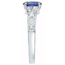 Sri Lankan Sapphire Oval Natural Earth Mined DIAMOND ( NOT LAB GROWN ) Promise Ring White Gold 14K