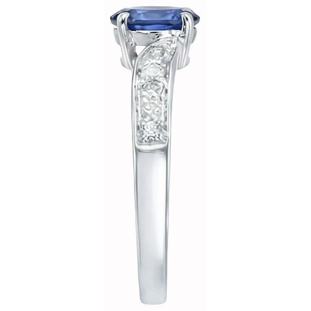 Sri Lankan Sapphire Oval Natural Earth Mined DIAMOND ( NOT LAB GROWN ) Promise Ring White Gold 14K
