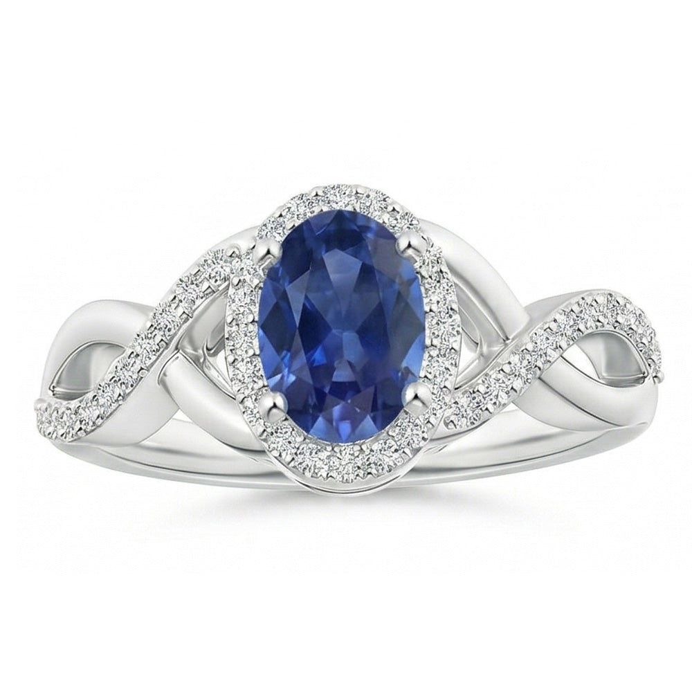 Sri Lankan Sapphire Ring White Gold Round Natural Earth Mined DIAMOND ( NOT LAB GROWN ) Jewellery 1.85 Carats