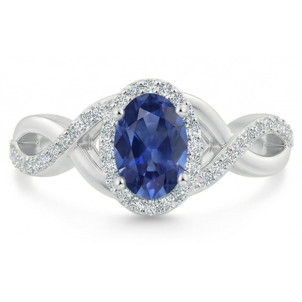 Sri Lankan Sapphire Ring White Gold Round Natural Earth Mined DIAMOND ( NOT LAB GROWN ) Jewellery 1.85 Carats