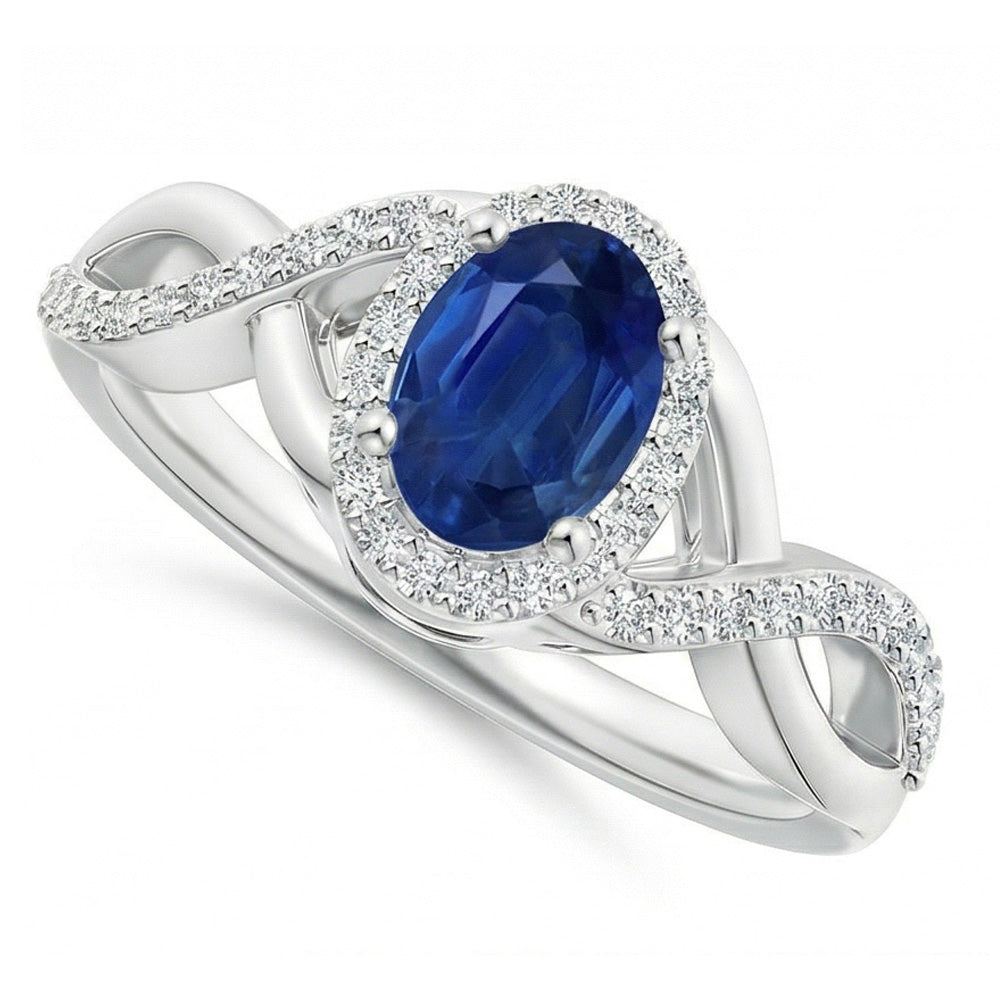 Sri Lankan Sapphire Ring White Gold Round Natural Earth Mined DIAMOND ( NOT LAB GROWN ) Jewellery 1.85 Carats