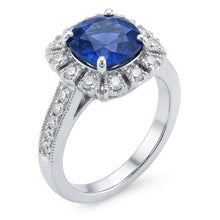 natural round sapphire 3.20ct ring top view