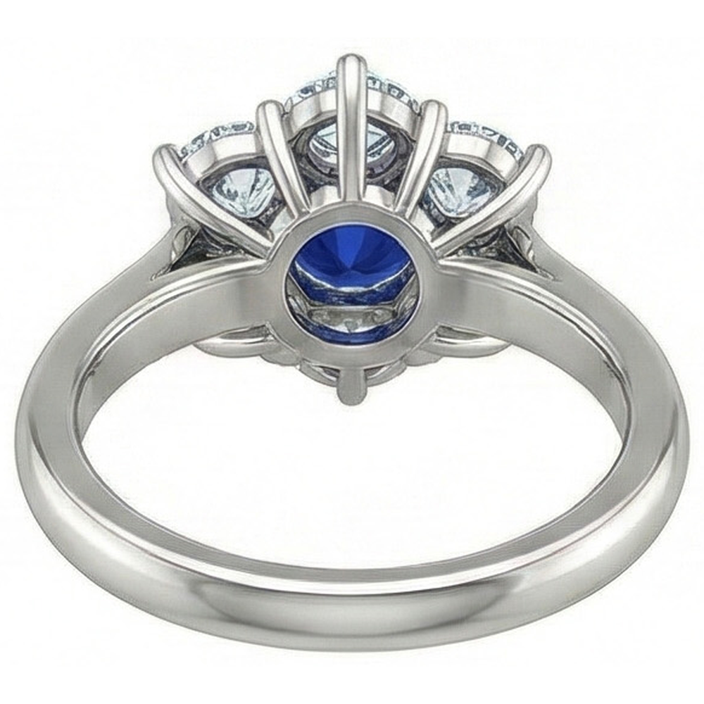 Sri Lankan Sapphire Round Natural Earth Mined DIAMOND ( NOT LAB GROWN ) Ring 4 Carats White Gold 14K