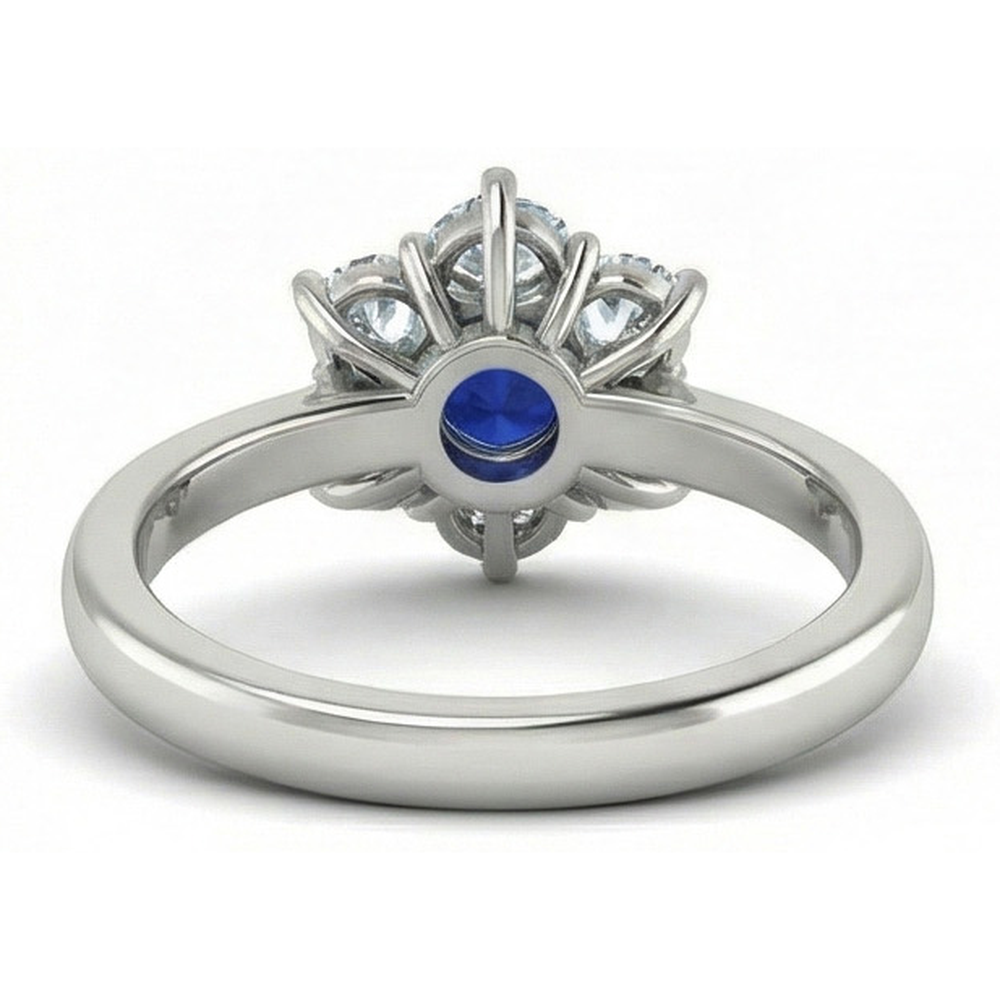 Sri Lankan Sapphire Round Natural Earth Mined DIAMOND ( NOT LAB GROWN ) Ring 4 Carats White Gold 14K
