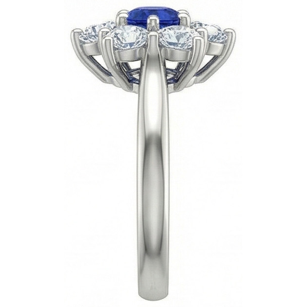 Sri Lankan Sapphire Round Natural Earth Mined DIAMOND ( NOT LAB GROWN ) Ring 4 Carats White Gold 14K