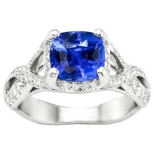 Sri Lankan Sapphire With Natural Earth Mined Diamond 4.50 Ct Wedding Ring White Gold 14K