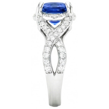 Sri Lankan Sapphire With Natural Earth Mined Diamond 4.50 Ct Wedding Ring White Gold 14K
