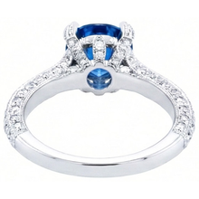 Sri Lankan Sapphire With Natural Earth Mined DIAMOND ( NOT LAB GROWN )s Round Cut Ring 4.50 Ct
