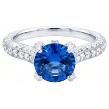Sri Lankan Sapphire With Natural Earth Mined DIAMOND ( NOT LAB GROWN )s Round Cut Ring 4.50 Ct