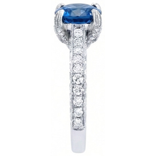Sri Lankan Sapphire With Natural Earth Mined DIAMOND ( NOT LAB GROWN )s Round Cut Ring 4.50 Ct