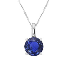 Royal Blue Sapphire Round Cut Gemstone Pendant in 14K White Gold – main view