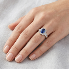 Sri Lanka Sapphire And Natural Earth Mined DIAMOND ( NOT LAB GROWN )s Round Cut Ring 3.80 Ct White Gold