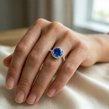 Sri Lankan Sapphire And Natural Earth Mined DIAMOND ( NOT LAB GROWN ) Stackable Ring 2.50 Ct. White Gold 14K