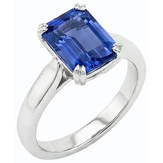 Srilanka Sapphire Solitaire Emerald Anniversary Ring 2.50 Carats