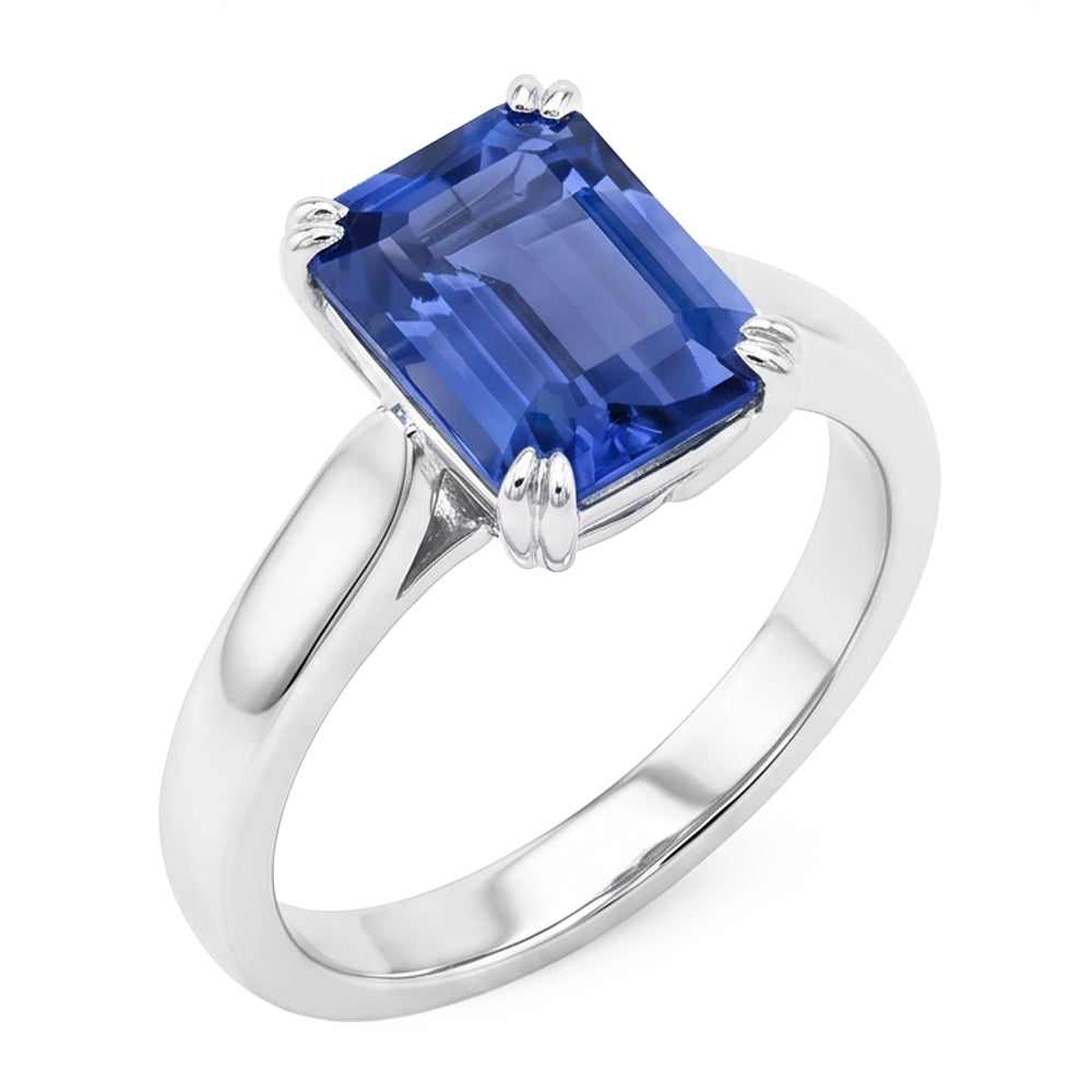 Srilanka Sapphire Solitaire Emerald Anniversary Ring 2.50 Carats