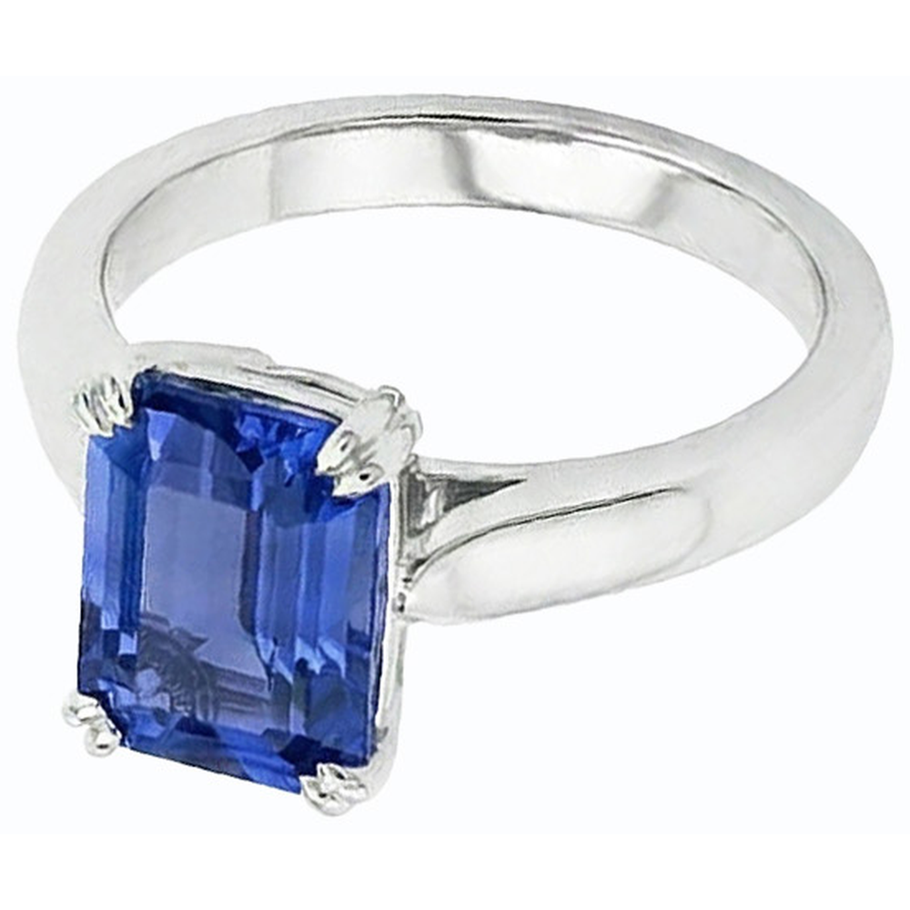 Srilanka Sapphire Solitaire Emerald Anniversary Ring 2.50 Carats