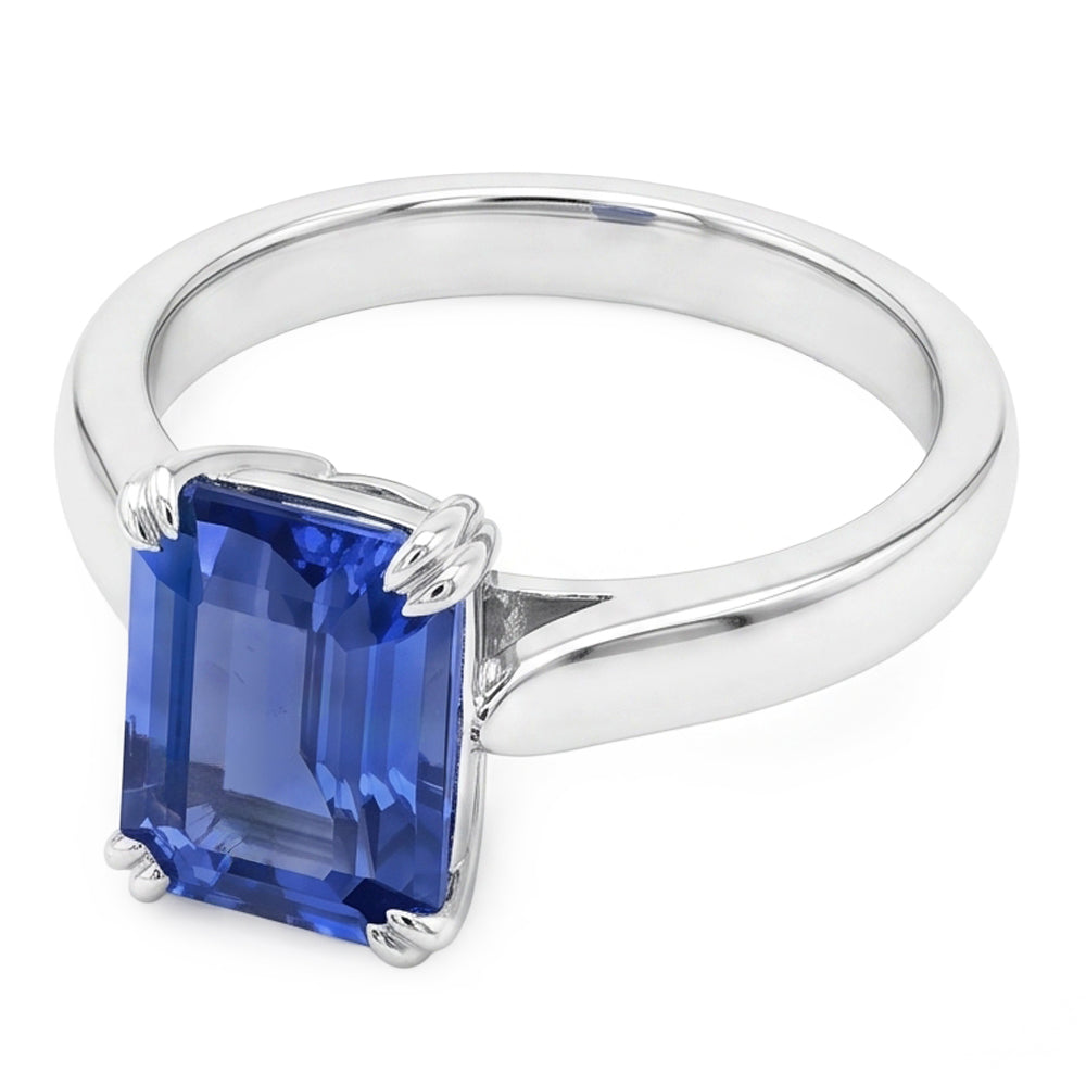 Srilanka Sapphire Solitaire Emerald Anniversary Ring 2.50 Carats