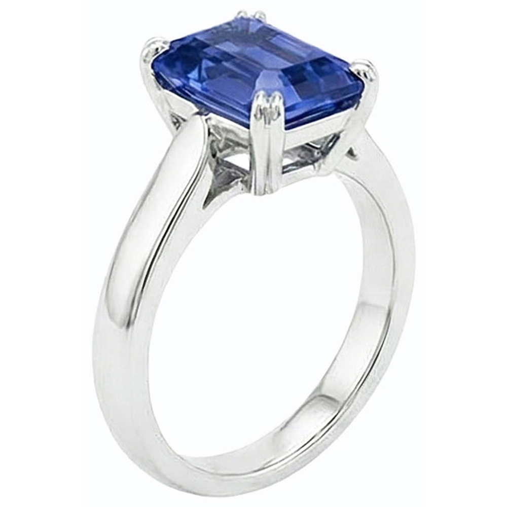 Srilanka Sapphire Solitaire Emerald Anniversary Ring 2.50 Carats