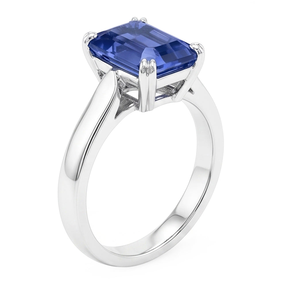 Srilanka Sapphire Solitaire Emerald Anniversary Ring 2.50 Carats