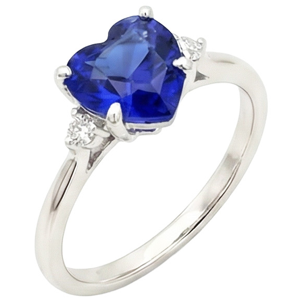 natural heart sapphire 2ct ring front view