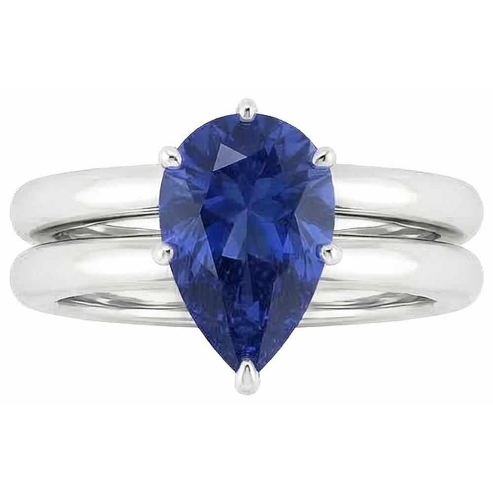 natural pear sapphire 2ct ring top view