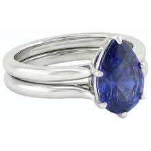natural pear sapphire 2ct ring on white background