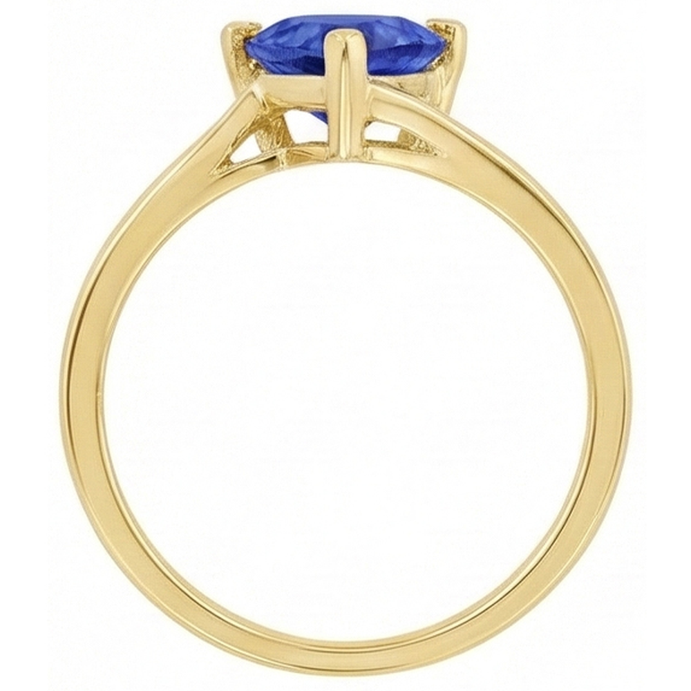 Srilanka Sapphire Solitaire Trillion Shaped Ring 1 Carat Yellow Gold