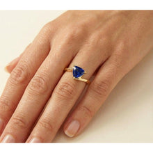 Srilanka Sapphire Solitaire Trillion Shaped Ring 1 Carat Yellow Gold