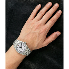 Ss Jubilee Bracelet Rolex Date Just Men Watch White Roman Dial QUICK SET