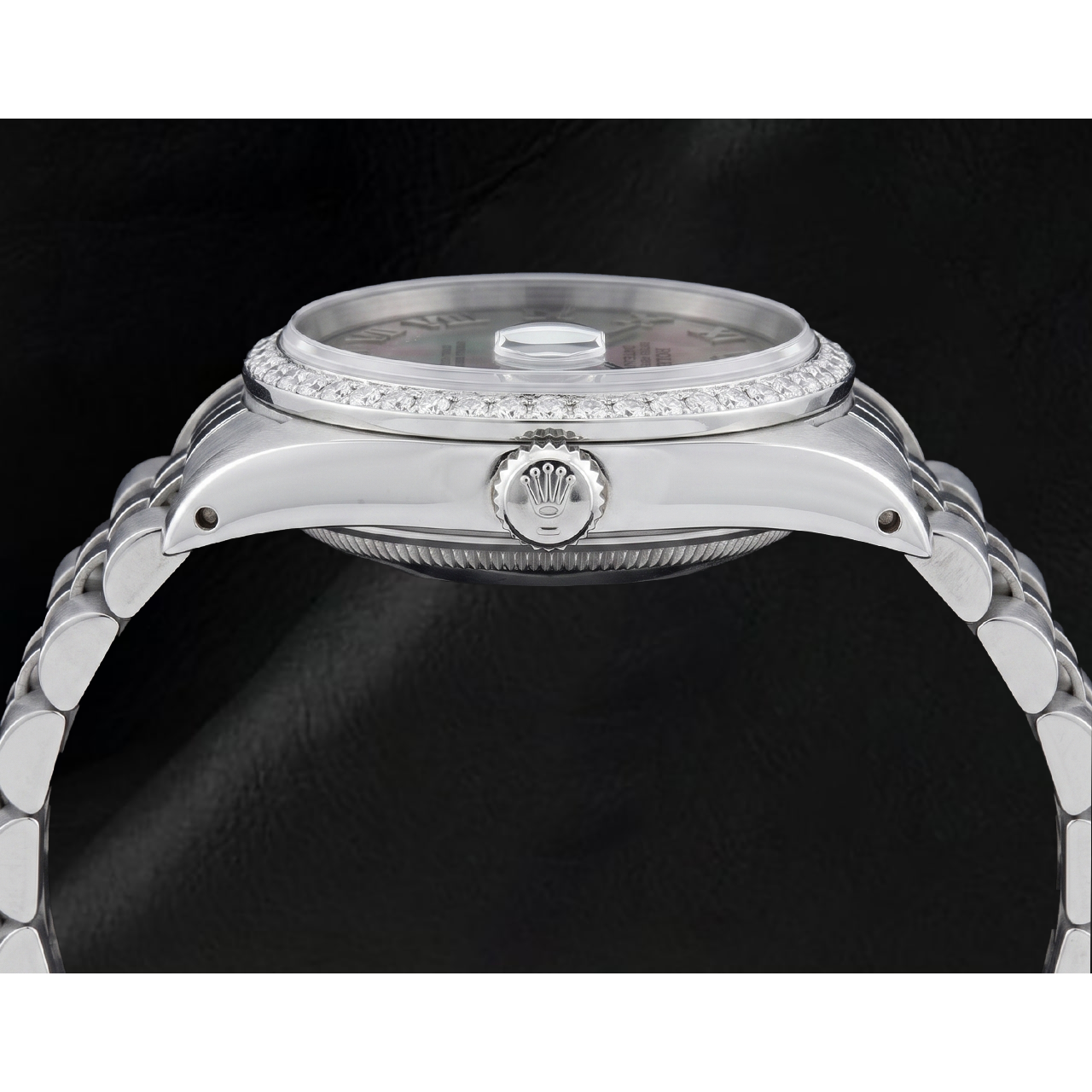 Ss Jubilee Bracelet Rolex Natural Earth Mined Diamond Bezel Gray Roman Dial QUICK SET