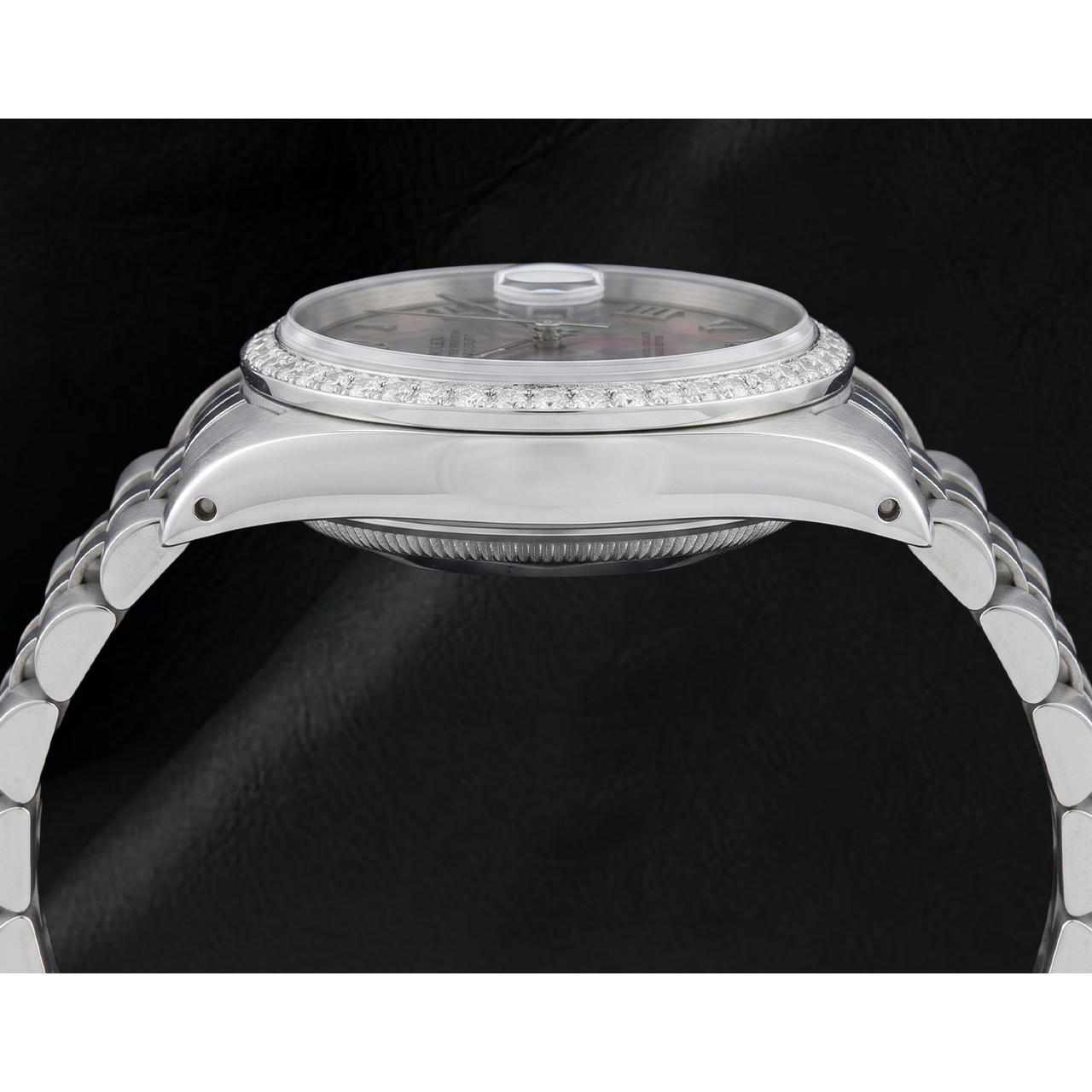 Ss Jubilee Bracelet Rolex Natural Earth Mined Diamond Bezel Gray Roman Dial QUICK SET