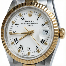 Ss & Gold Jubilee Bracelet Date Watch White Roman Dial Fluted Bezel