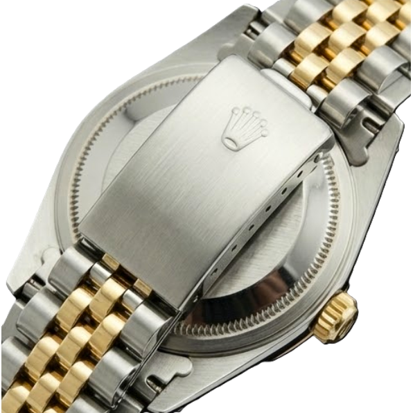 Ss & Gold Jubilee Bracelet Date Watch White Roman Dial Fluted Bezel