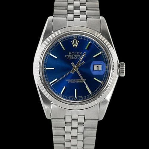 Blue Stik Rolex Men Watch Fluted