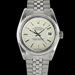 Ss Jubilee Bracelet Date Just Rolex Fluted Bezel White Stick Dial