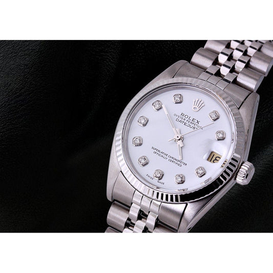 Ss Jubilee Bracelet Diamond Dial Fluted Bezel Rolex Date Just Watch