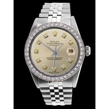 Rolex Silver Diamond Dial Bezel Men