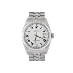 Ss Jubilee Rolex Datejust Men Watch White Roman Dial Fluted Bezel QUICK SET