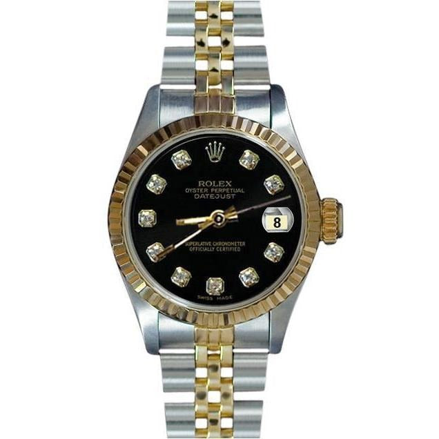 Ladies Watch Black Diamond Dial Rolex