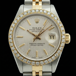 Ss & Gold Jubilee Rolex Date Just White Stick Watch Datejust