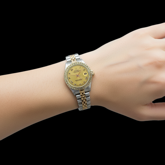 Ss & Gold Roman Dial Women Watch Rolex Datejust Jubilee P1