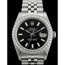 Ss Jubilee Bracelet Black Stick Dial Natural Earth Mined Diamond Bezel Rolex Watch