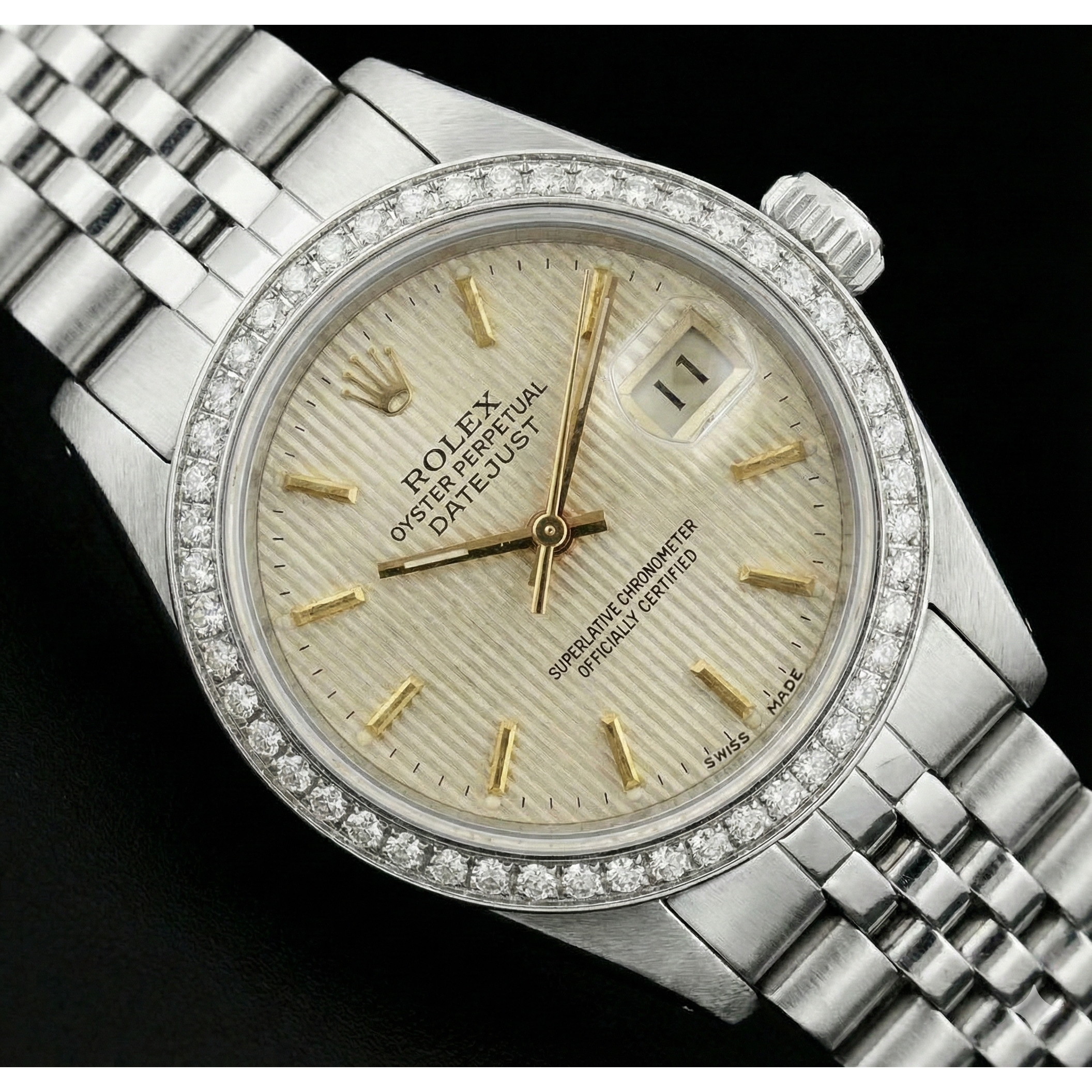 Ss Jubilee Bracelet Lady Watch Datejust White Stick Dial Rolex